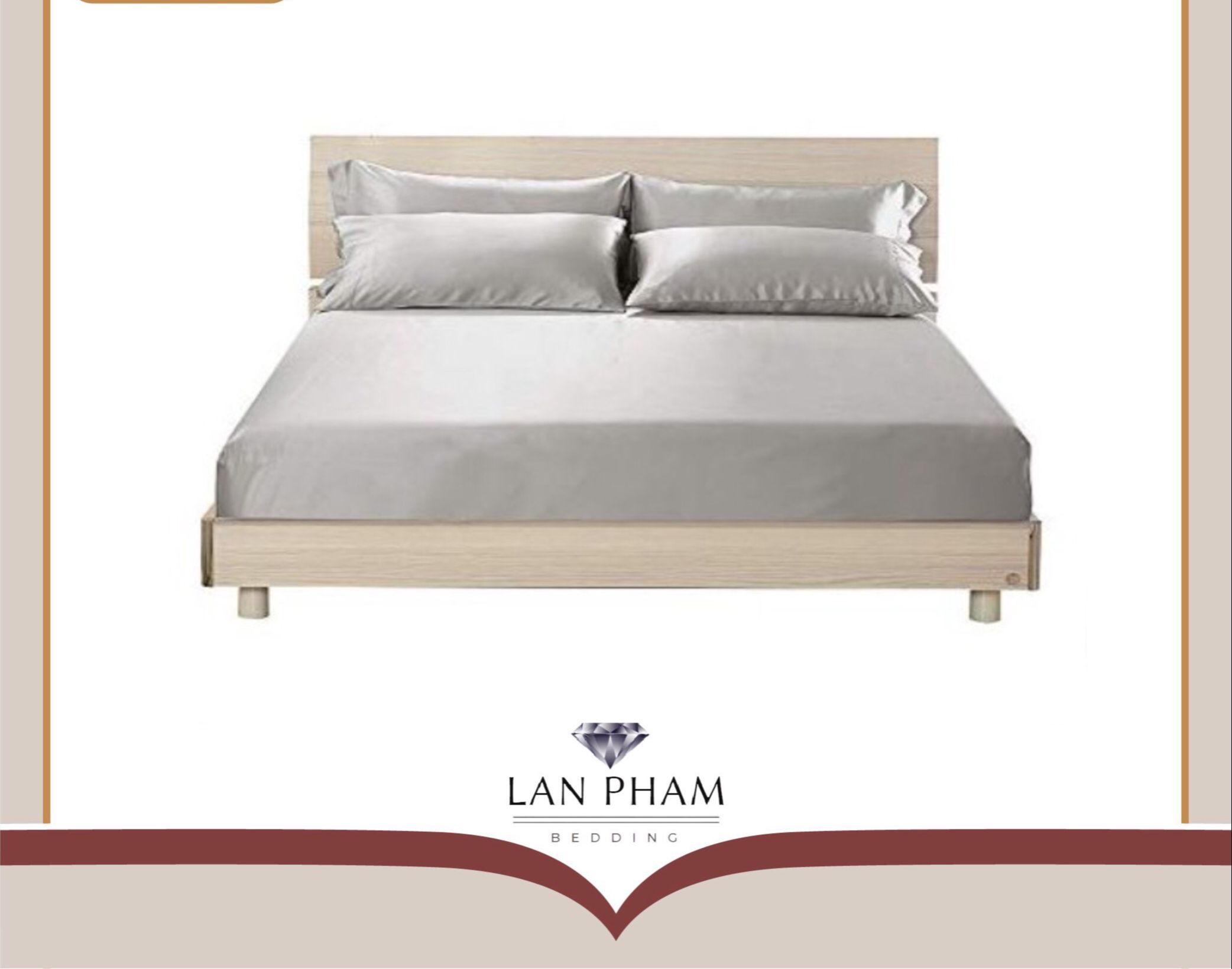 Ga - drap giường lẻ phi lụa màu bạc kim lan pham bedding
