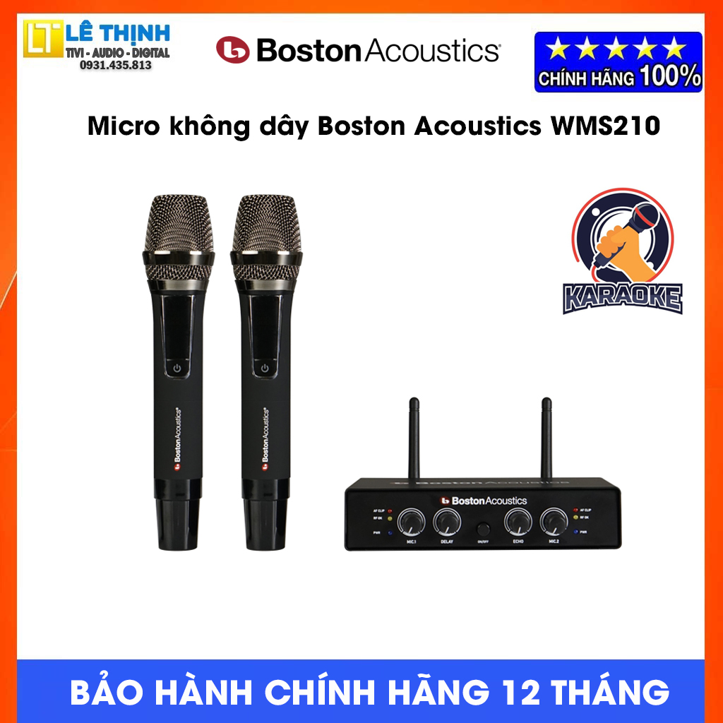 Micro không dây Boston Acoustics WMS210 - Tích hợp Eco- Bắt Mic tốt - Chống hú rít - Chính hãng - Bảo hành chính hãng 12 tháng