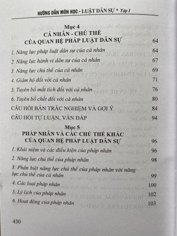 Hướng Dẫn Môn Học Luật Dân Sự Tập 1