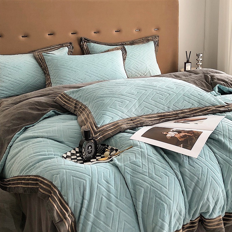 Bộ chăn ga nỉ Hlhome bedding dệt hình thoi siêu mịn