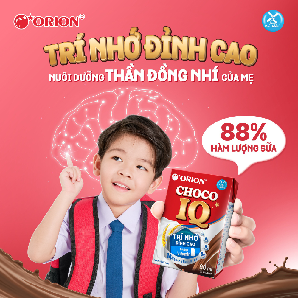 Thùng 12 lốc Sữa ORION Lúa Mạch Sô-cô-la Choco IQ 90ML