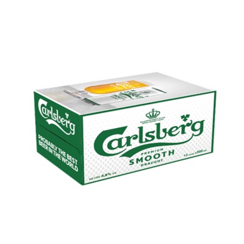Carlsberg premium smooth Draught beer - 1 box of 12 cans 500ml