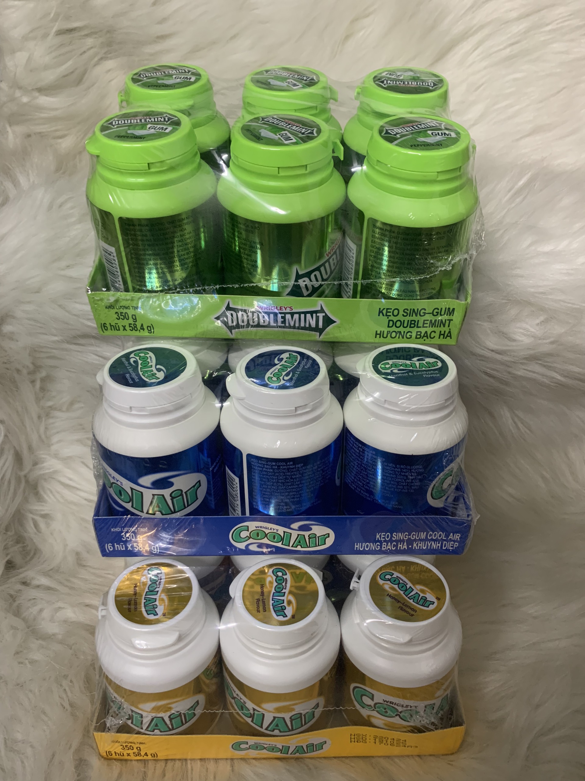 COMBO 6 HỦ KẸO SINGUM COOL-AIR/ DOUBLEMINT  (58.4g/hủ)