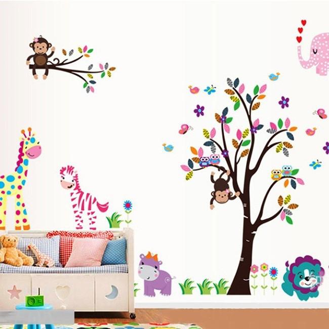 [HCM]Combo 2 Decal Dán Tường Vườn Thú Cho Bé 201867