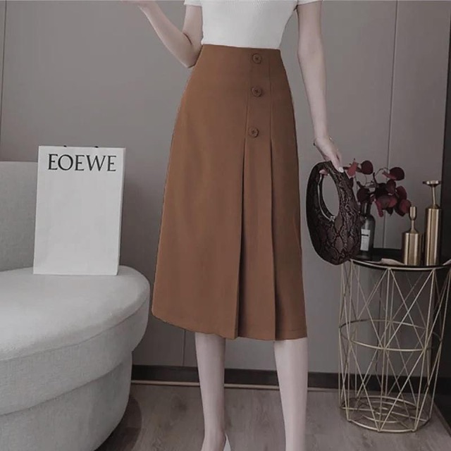 Chân Váy Công Sở Dài Phối Cúc_Mjk001
