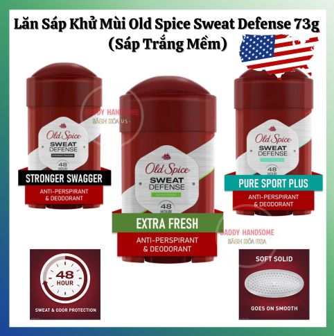 Lăn Sáp Khử Mùi Old Spice Sweat Defense 73g (Sáp Trắng Mềm)