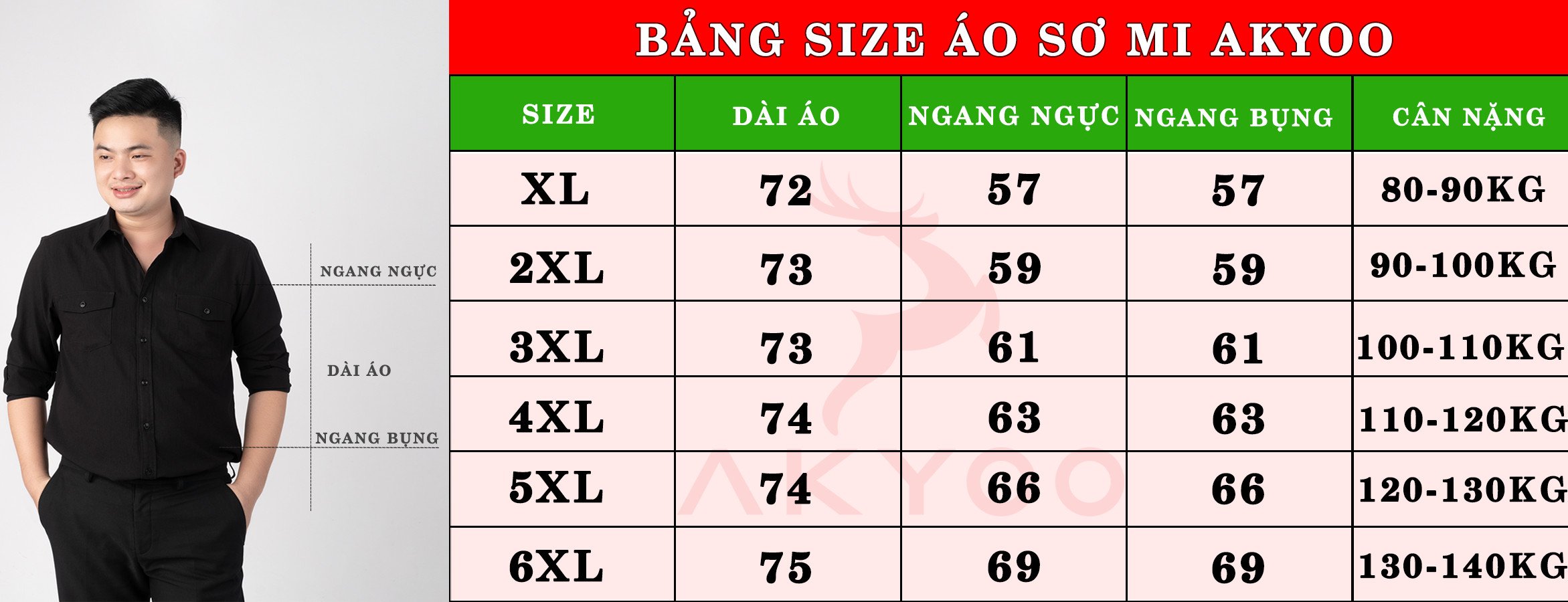 Áo Sơ Mi Đen Nam Big size 80-140kg AKYOO