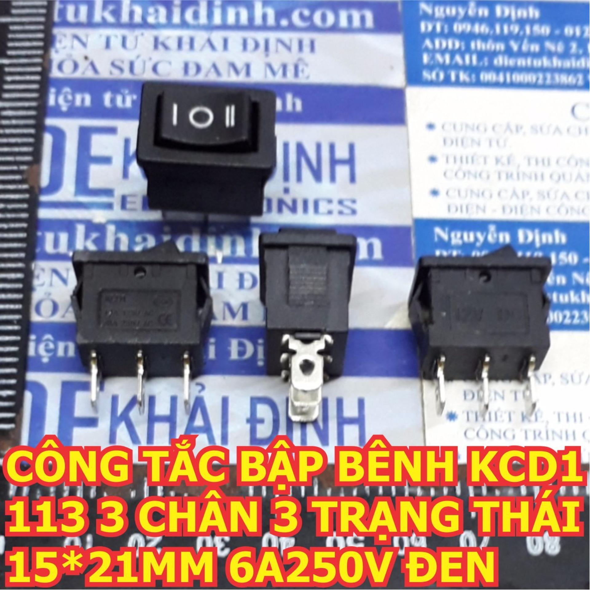 10 cái công tắc bập bênh kcd1 113 3 chân 3 trạng thái 15*21mm 6a250v đen kde5924