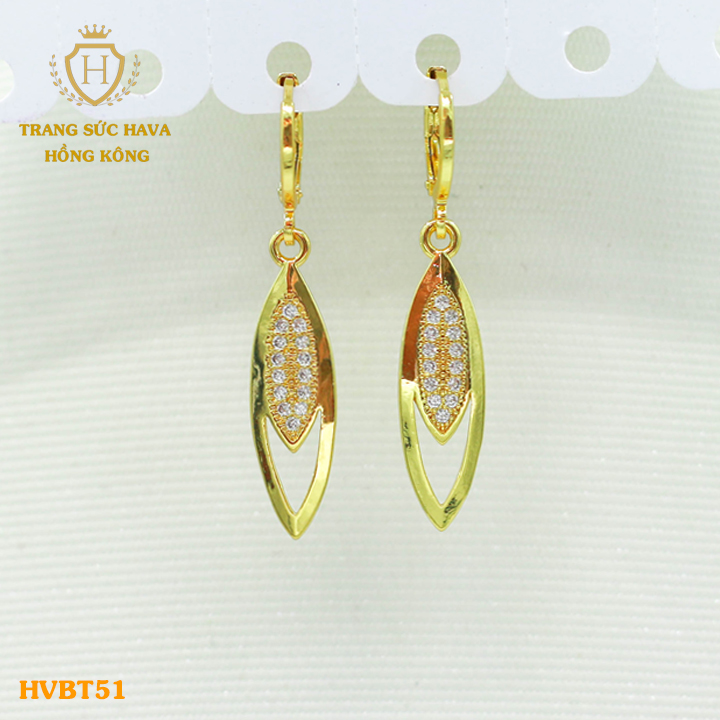 Ear rings, earrings, earrings designs long applique Stone-titanium plating real gold 10K, 18K, 24K high-end (not black)-Jewelry Hava Hong Kong style fashion