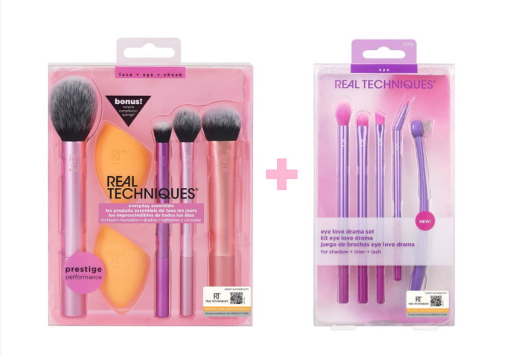 Bộ đôi hoàn hảo RT Real Techniques Everyday Essentials (bonus) và Bộ cọ mắt RT Real Techniques kit eye love drama mã loại 4262