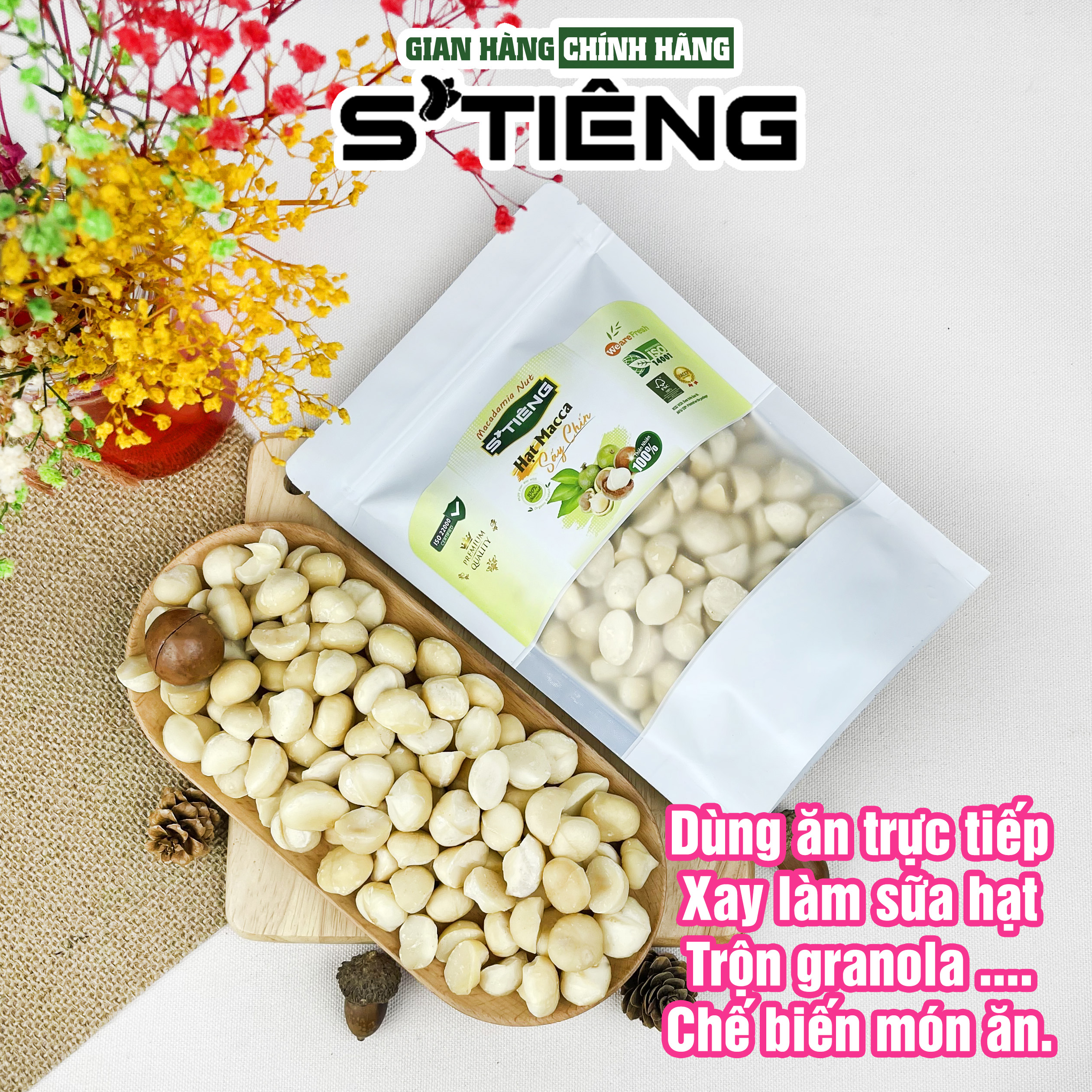 Nhân Hạt Macca Tách Sạch Vỏ STIENG Giòn Ngon