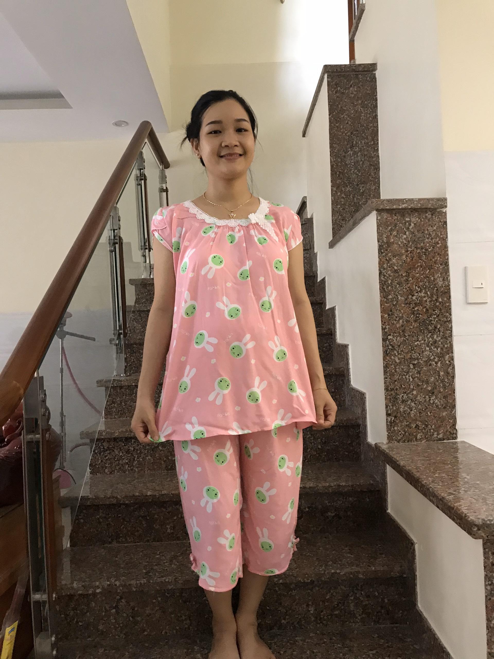 Đồ bộ bầu lanh lửng phối ren (hoa nhí)