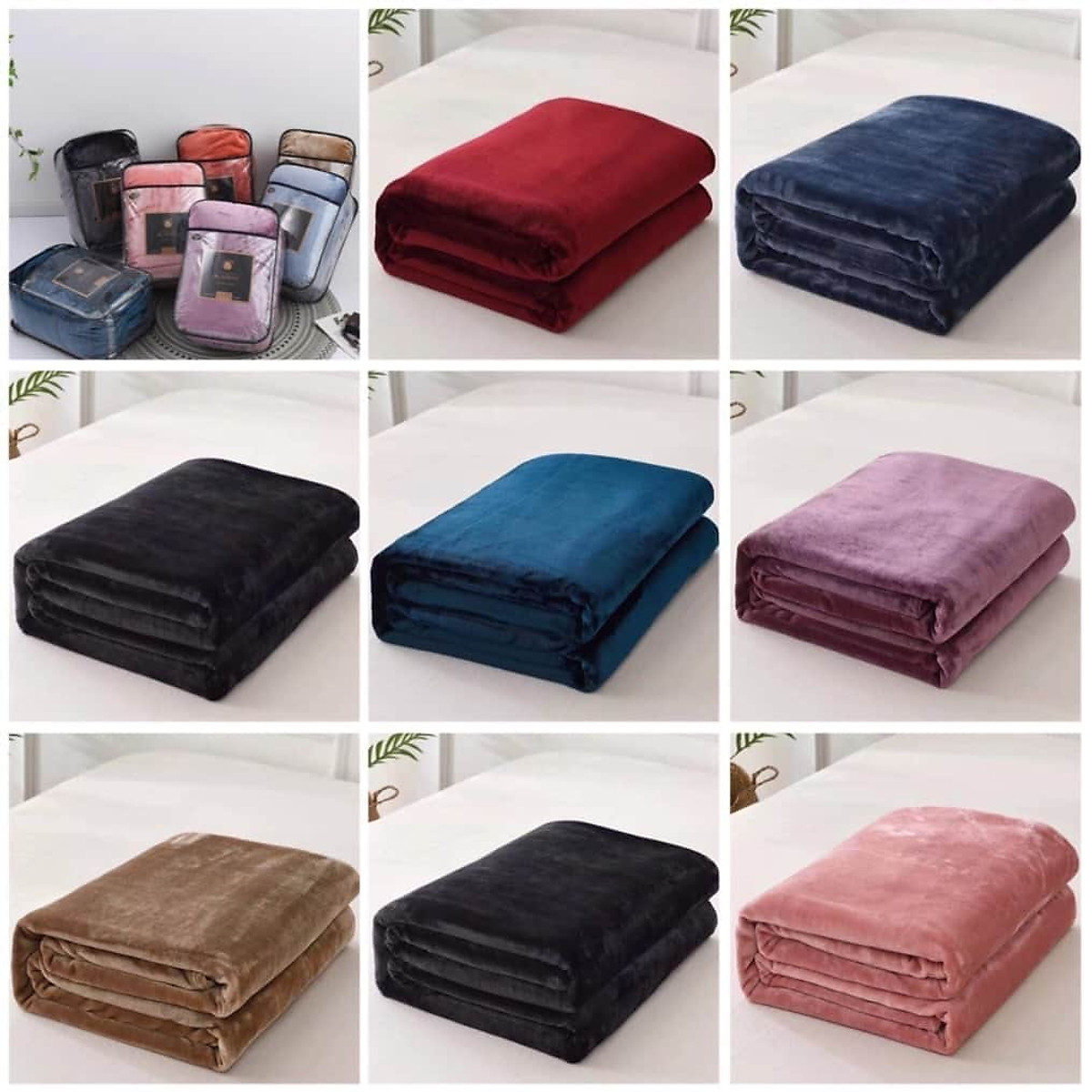 Chăn Lông Thỏ Blanket Loại 2.3Kg - Siêu Mềm, Mịn - Đỏ Đô