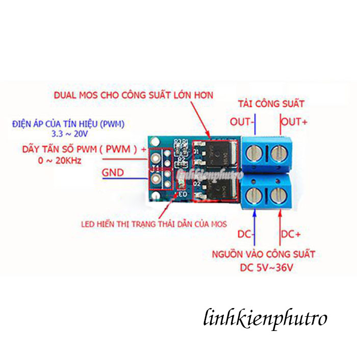 Mạch kích mosfet PWM 15A - 400W