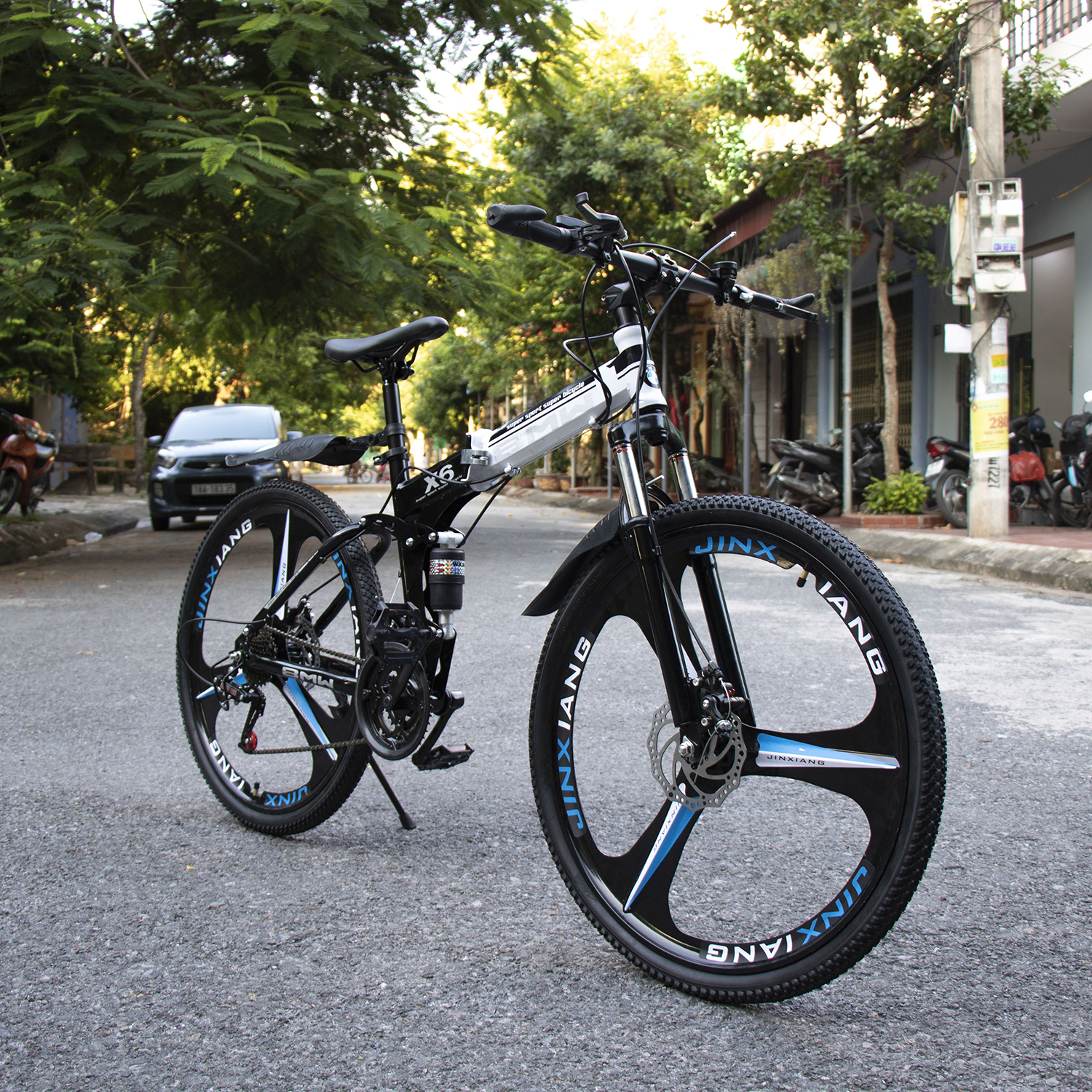 Xe đạp thể thao gấp gọn BMW X6, xe đạp địa hình khung thép bền bỉ phanh đĩa cơ học 7 cấp độ kết hợp giảm sóc thủy lực,bh 2 năm