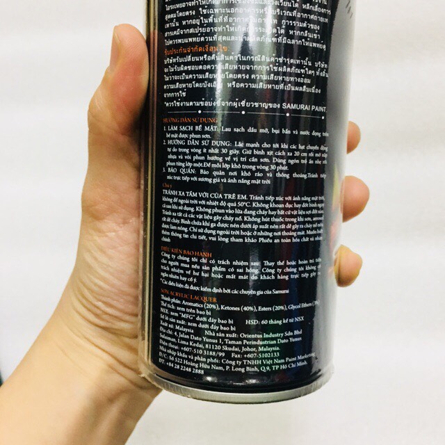 Sơn xịt Samurai - 40/1123 MÀU VÀNG ÁNH KIM LẤP LÁNH 400ML
