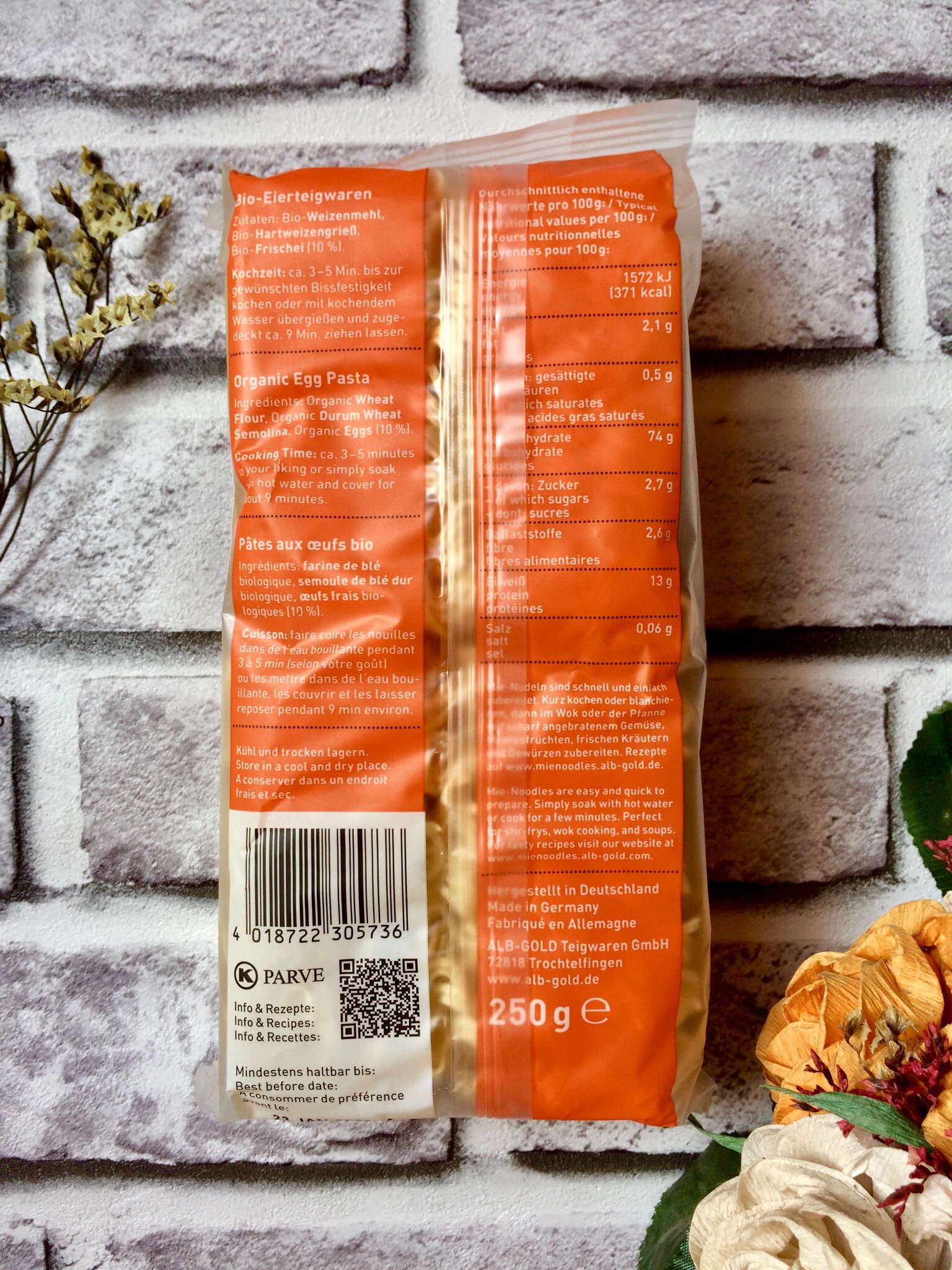 Mì ăn liền hữu cơ có trứng Alb gold 250g