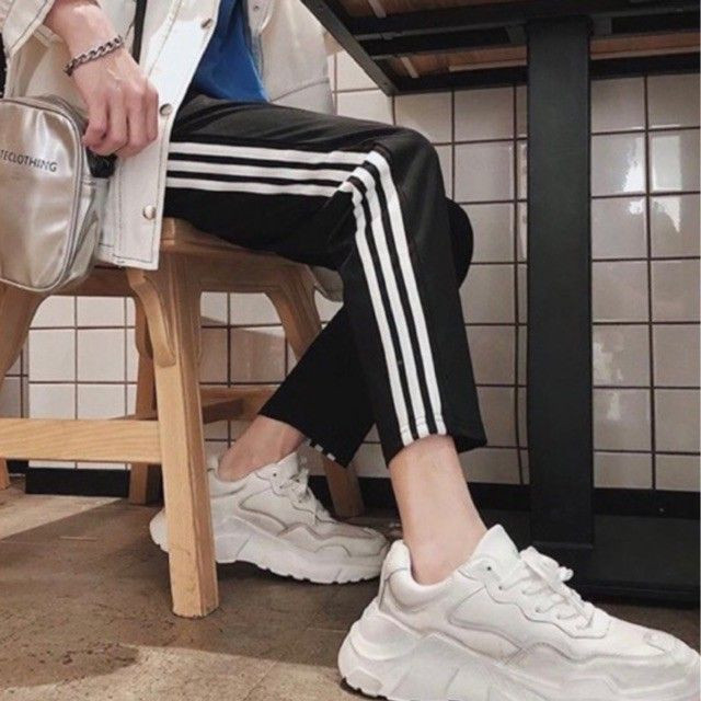 Quần dài ống rộng nam nữ 3 sọc thể dục có rút gấu mặc 2 kiểu ống suông và jogger phong cách trẻ trung năng động S0