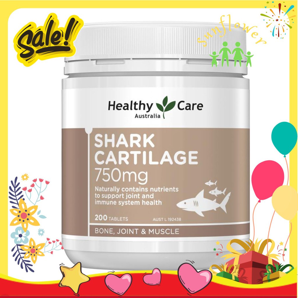 Sụn vi cá Healthy Care Shark Cartilage 750mg 200 viên hỗ trợ xương khớp