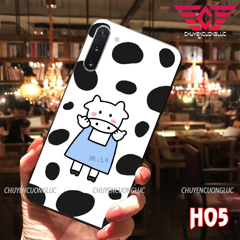 ỐP LƯNG SAMSUNG NOTE 10/ NOTE 10 PLUS/ NOTE 9/ NOTE 8/ NOTE 20/ NOTE 20 ULTRA IN HÌNH BÒ SỮA BẰNG KÍNH