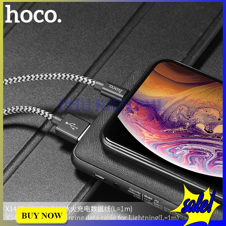 Dây cáp sạc lightning hoco x14 [ dài 2m ] - bảo hành 6 tháng