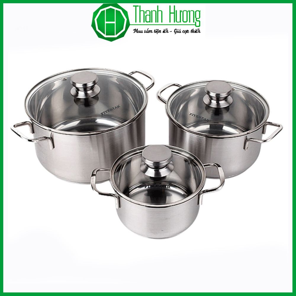 Bộ 3 nồi fivestar 3 đáy dùng được cho bếp từ cao cấp