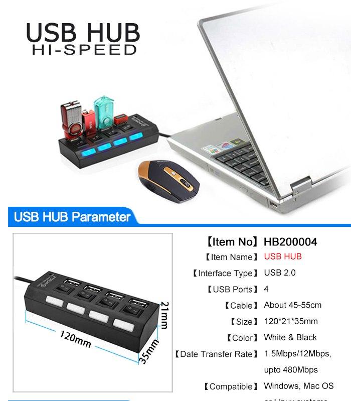 Hub Usb 4 Cổng Có Công Tắc Cao Cấp