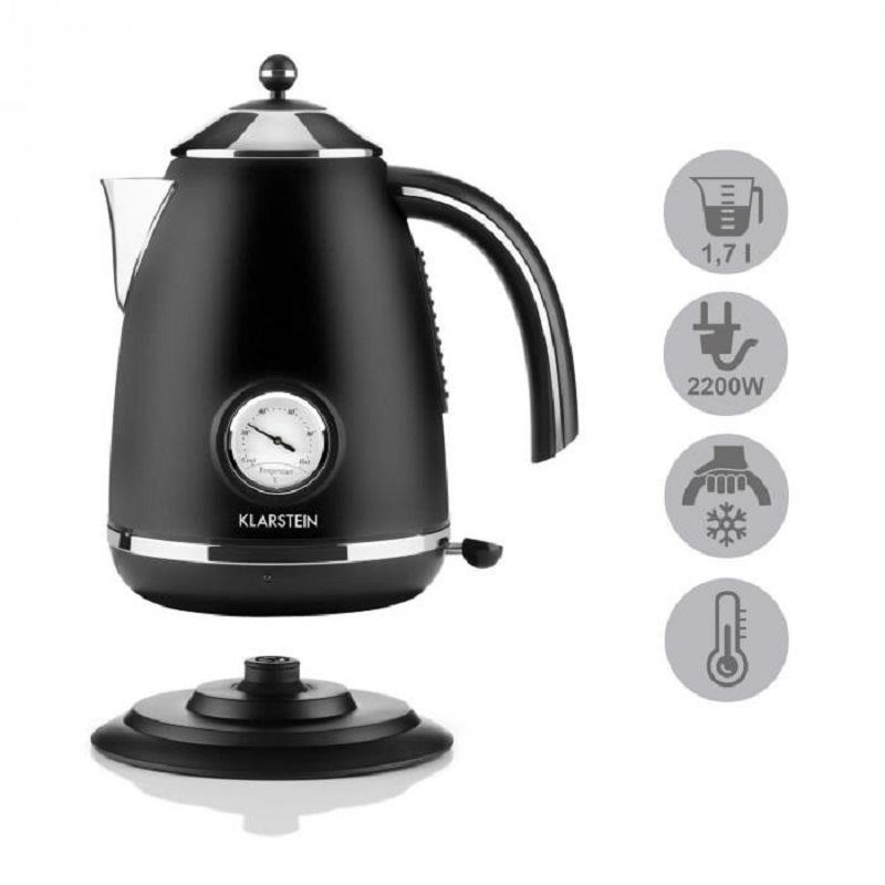 Ấm Siêu Tốc Klarstein 1,7L, 2200W, Màu Đen