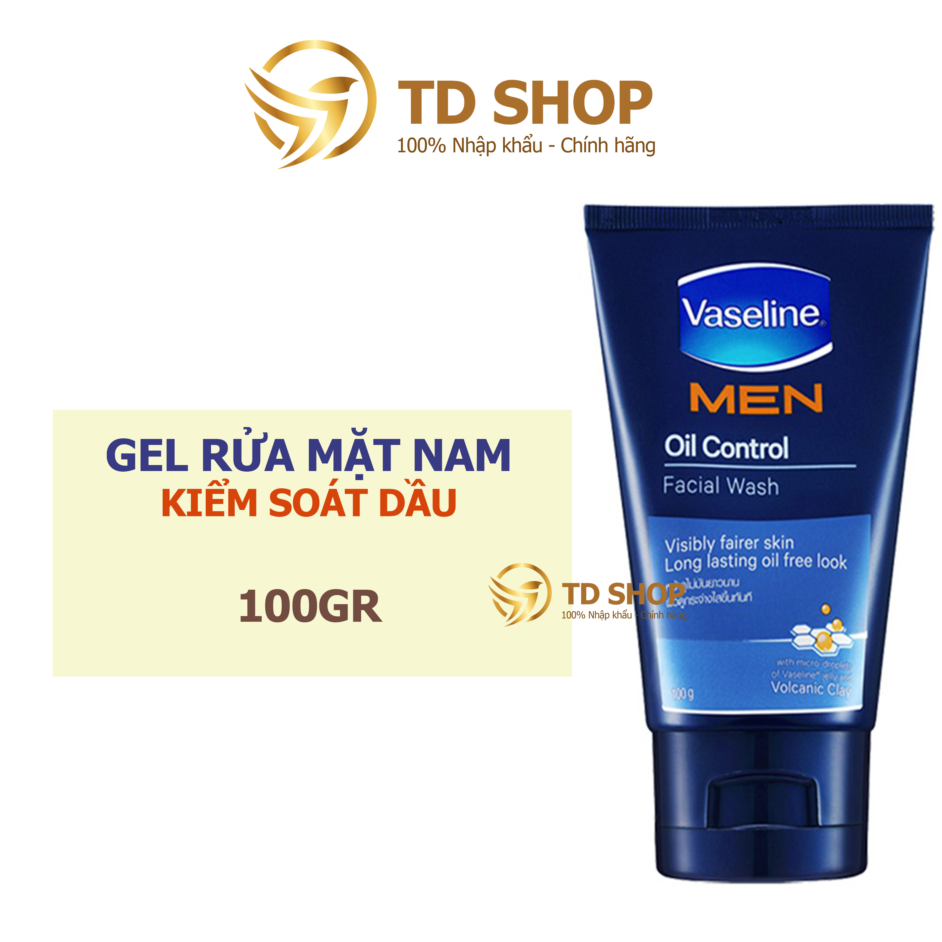 Sữa rửa mặt tẩy tế bào chết I kiểm soát dầu Vaseline Men 100g I 50g - TD Shop