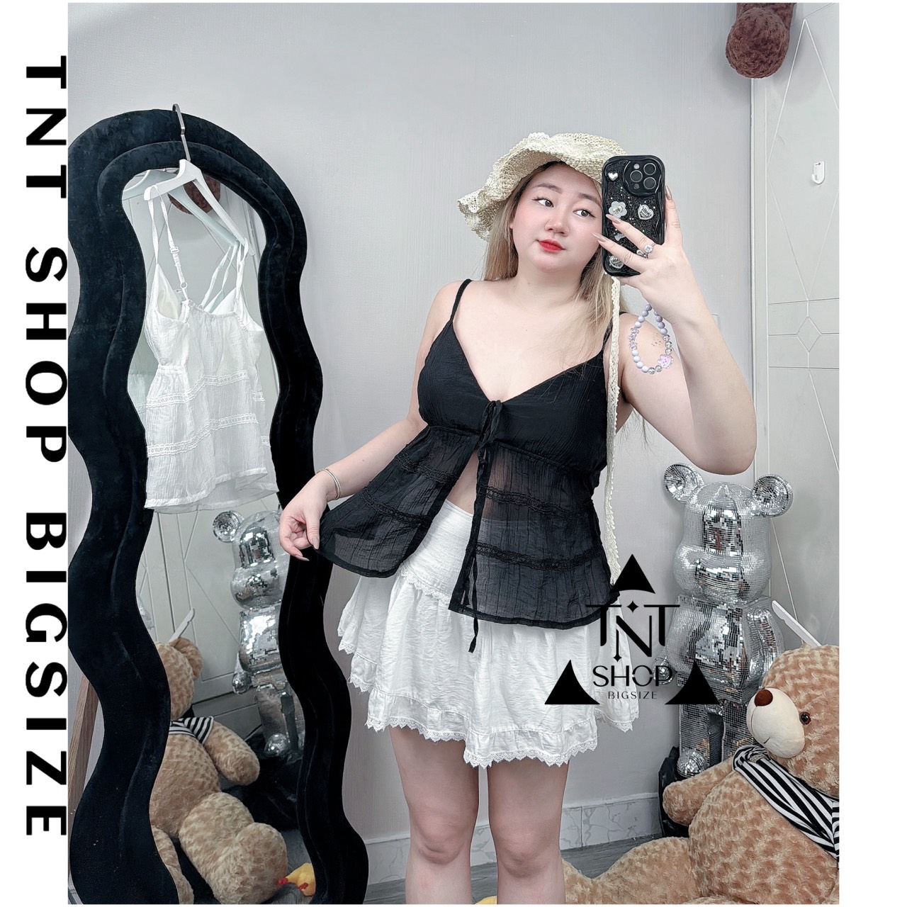 ÁO LƯỚI 2 DÂY CỔ V  [TNT SHOP BIGSIZE 60KG 90KG]