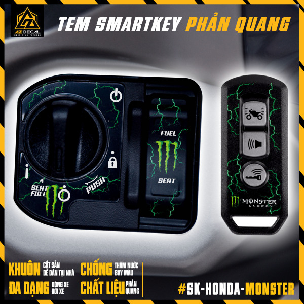 Tem Dán Smartkey Honda Phản Quang | SK-HONDA-MONSTER | Xe SH, Vision, Airblade, Vario, Winner, Winner X...