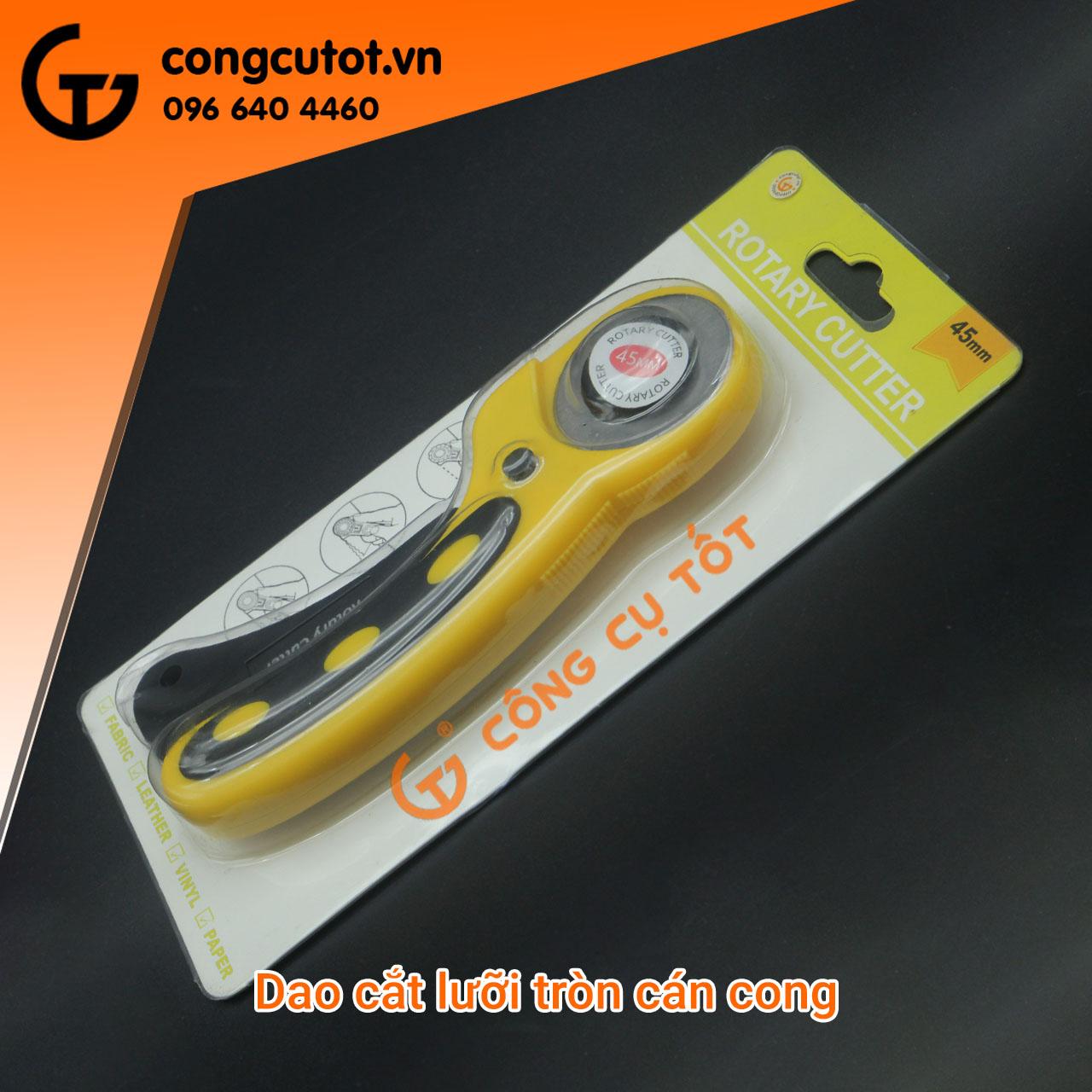 Dụng cụ cắt da, vải, giấy lưỡi tròn 45mm cán cong