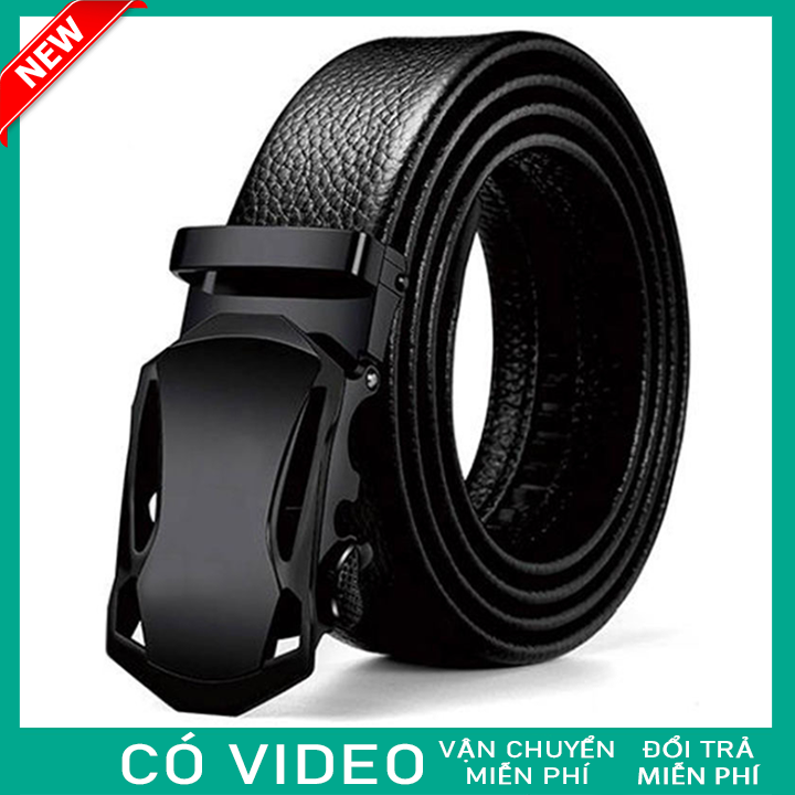 Thắt Lưng Nam Mặt Trơn Màu Đen Huyền Bí