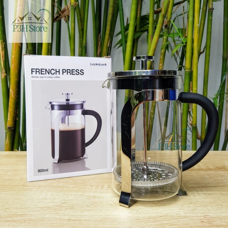 Bình pha cafe Pháp Lock&Lock French Press bình pha trà dung tích 800ml LLG019 Phin pha cà phê