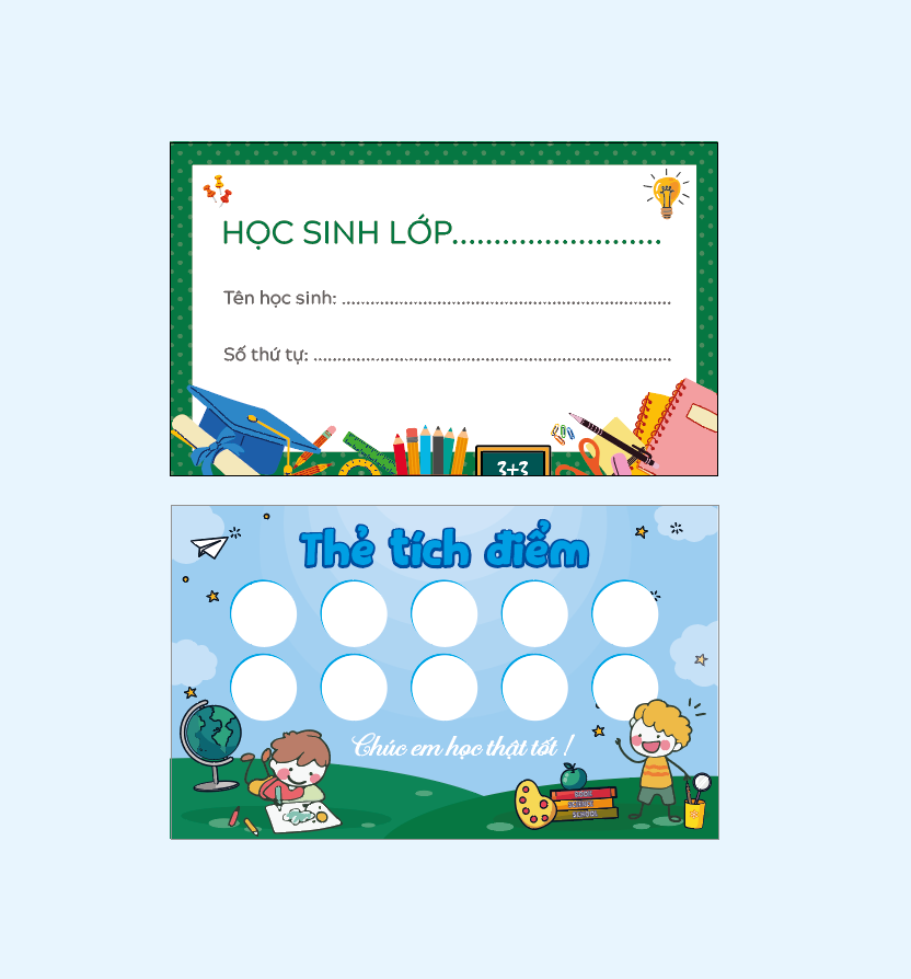 100 Thẻ đổi quà, thẻ tích điểm học sinh