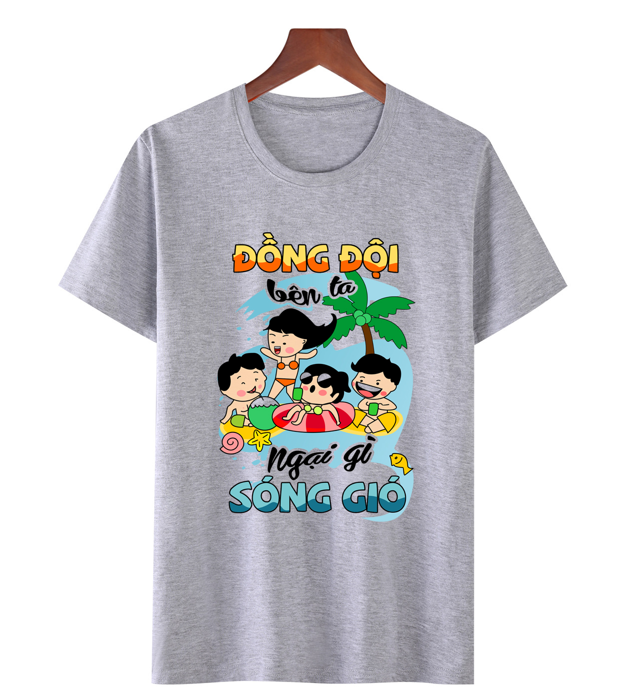 Áo thun, áo phông đẹp đồng đội bên ta ngại gì sóng gió thích hợp để mặc đi du lịch, chất vải thoải mái atdl12 thương hiệu lavieshop