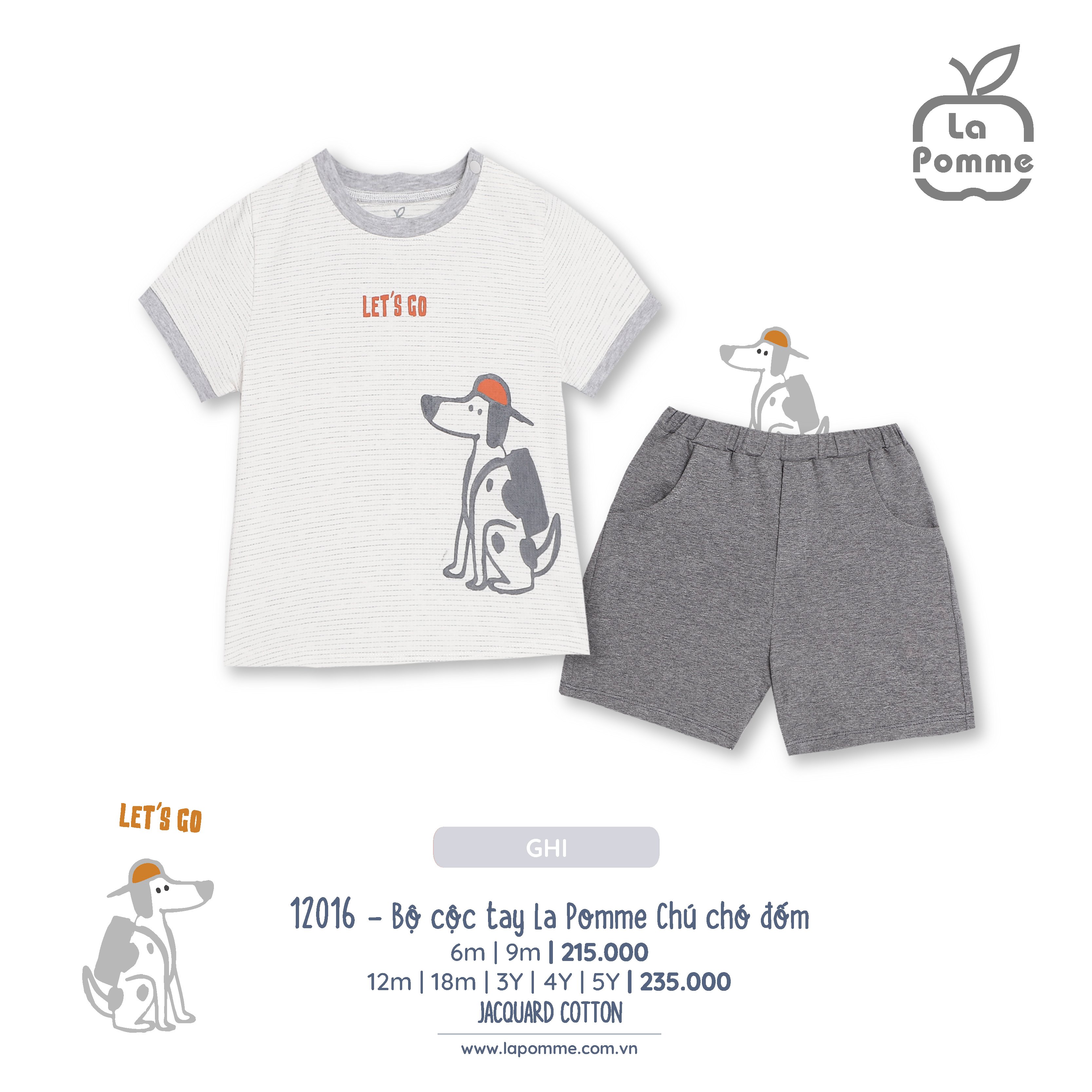 Bộ cộc tay Lapomme sợi tre cho bé 9m - 5Y