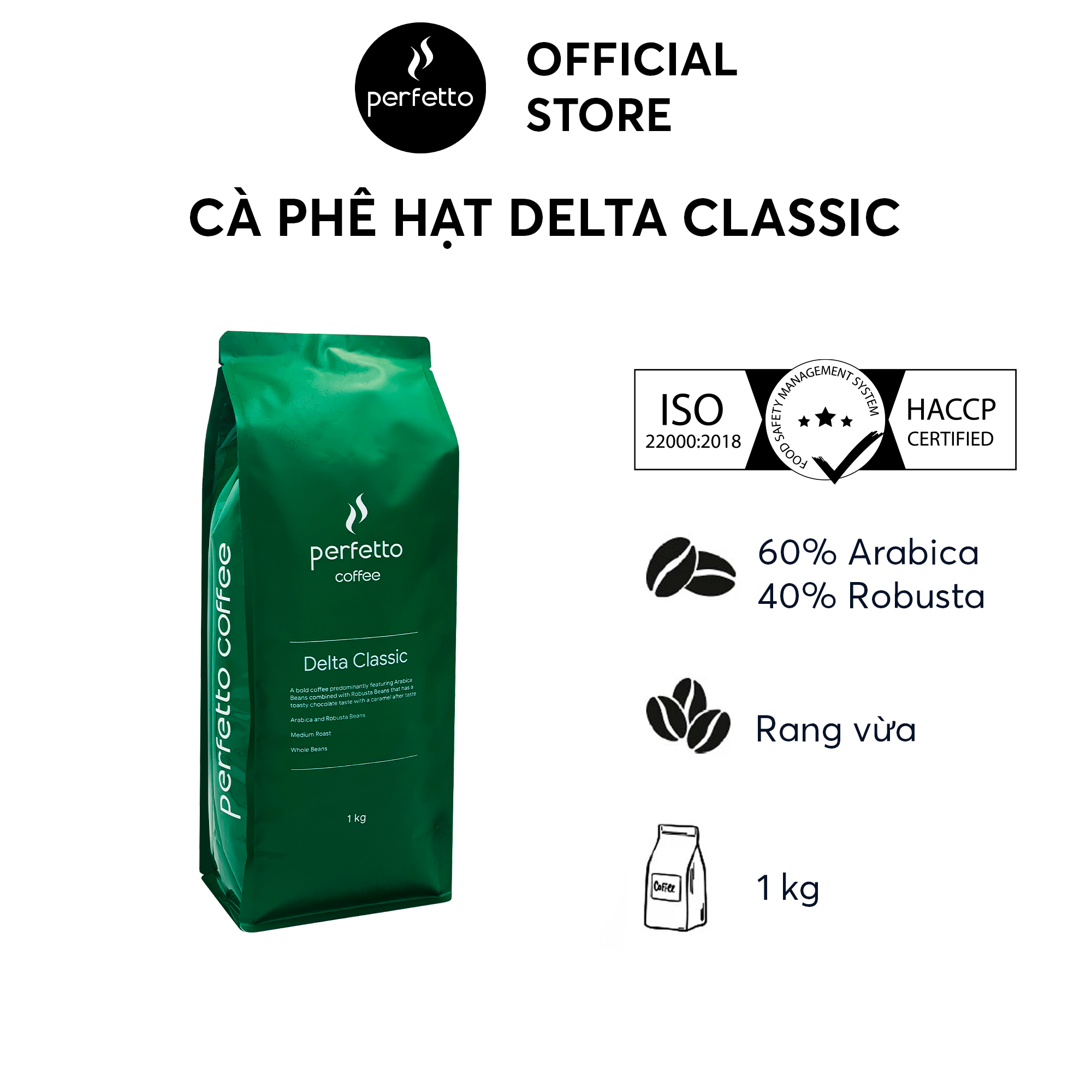 [Perfetto Coffee] Cà phê hạt Delta Classic (250g/ 1kg)