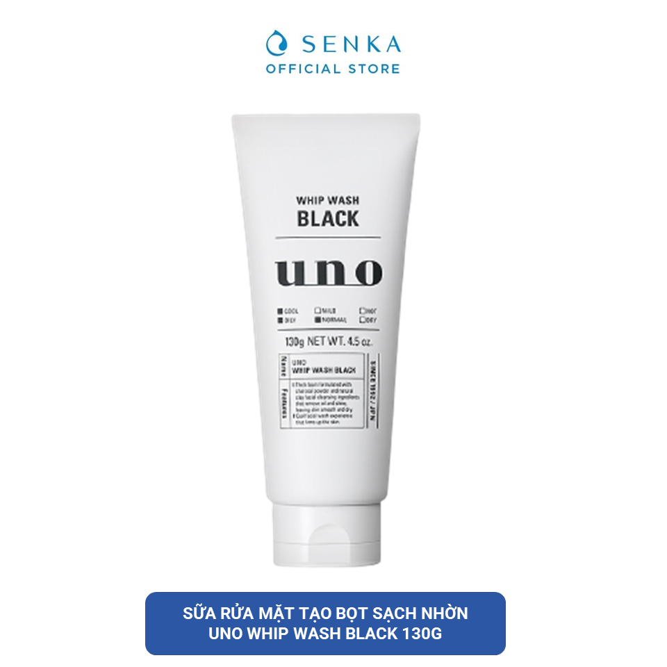 Sữa rửa mặt tạo bọt sạch nhờn uno whip wash black 130g