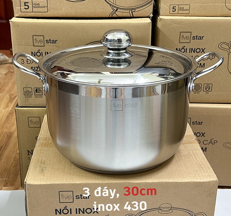 NỒI INOX 3 ĐÁY FIVESTAR 30CM