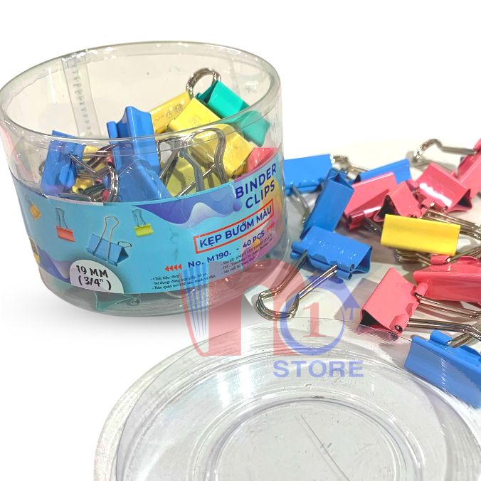 Lon 40 cái kẹp bướm màu Gstar 19mm kẹp tài liệu, giấy tờ