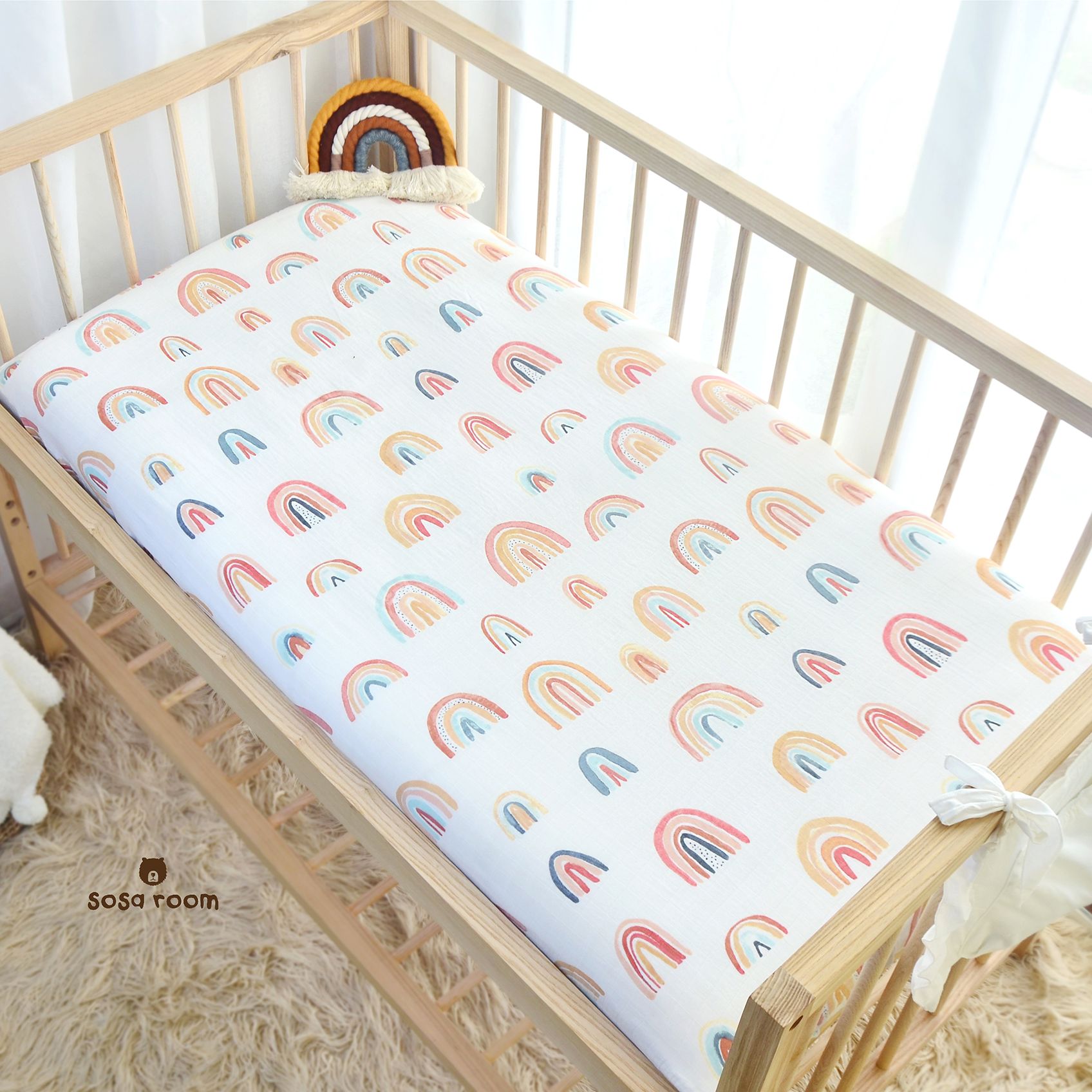 11 mẫu Ga drap bọc nệm cũi giường cho bé, sợi gạc 6 lớp, hoạ tiết dễ thương