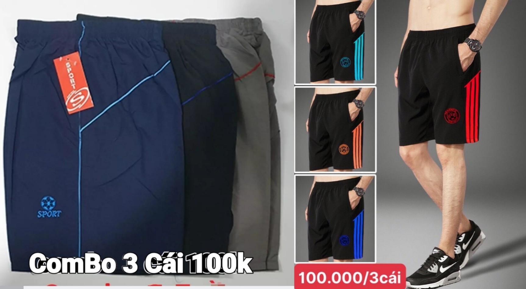 QUẦN ĐÙI SHORT NAM DÙ GIÓ CÓ CO GIÃN NHẸ  (CÓ SIZE ĐẠI CỒ )