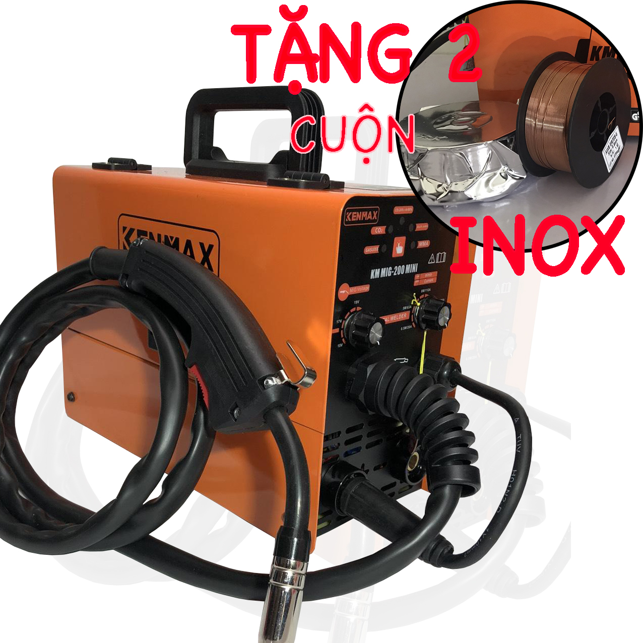 Máy Hàn Mig Mini 200 KENMAX Kèm cuộn hàn sắt-Hàn Không Dùng Khí 3 Chức Năng - Bảo hành 12 tháng