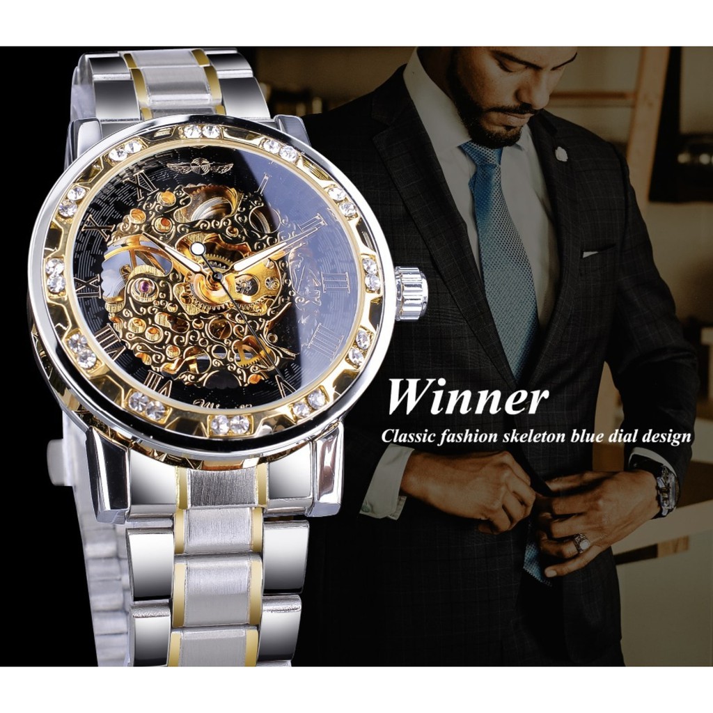 ĐỒNG HỒ CƠ NAM AUTOMATIC WINNER DÂY THÉP CAO CẤP