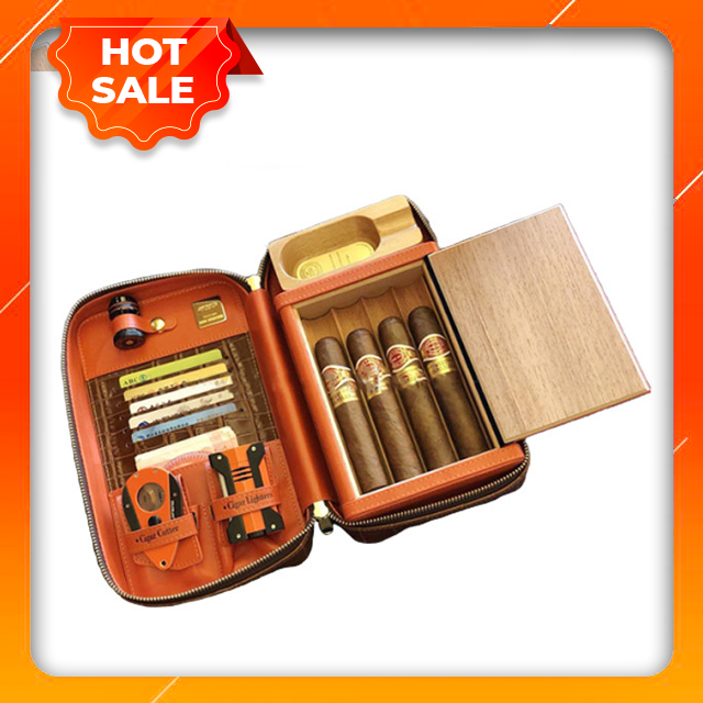 Bộ set bao da và phụ kiện jf-502k bao gôm hộp đựng, vỏ hộp quẹt bật lửa, , , kệ kê xgbằng gỗ tuyết tùng cao cấp