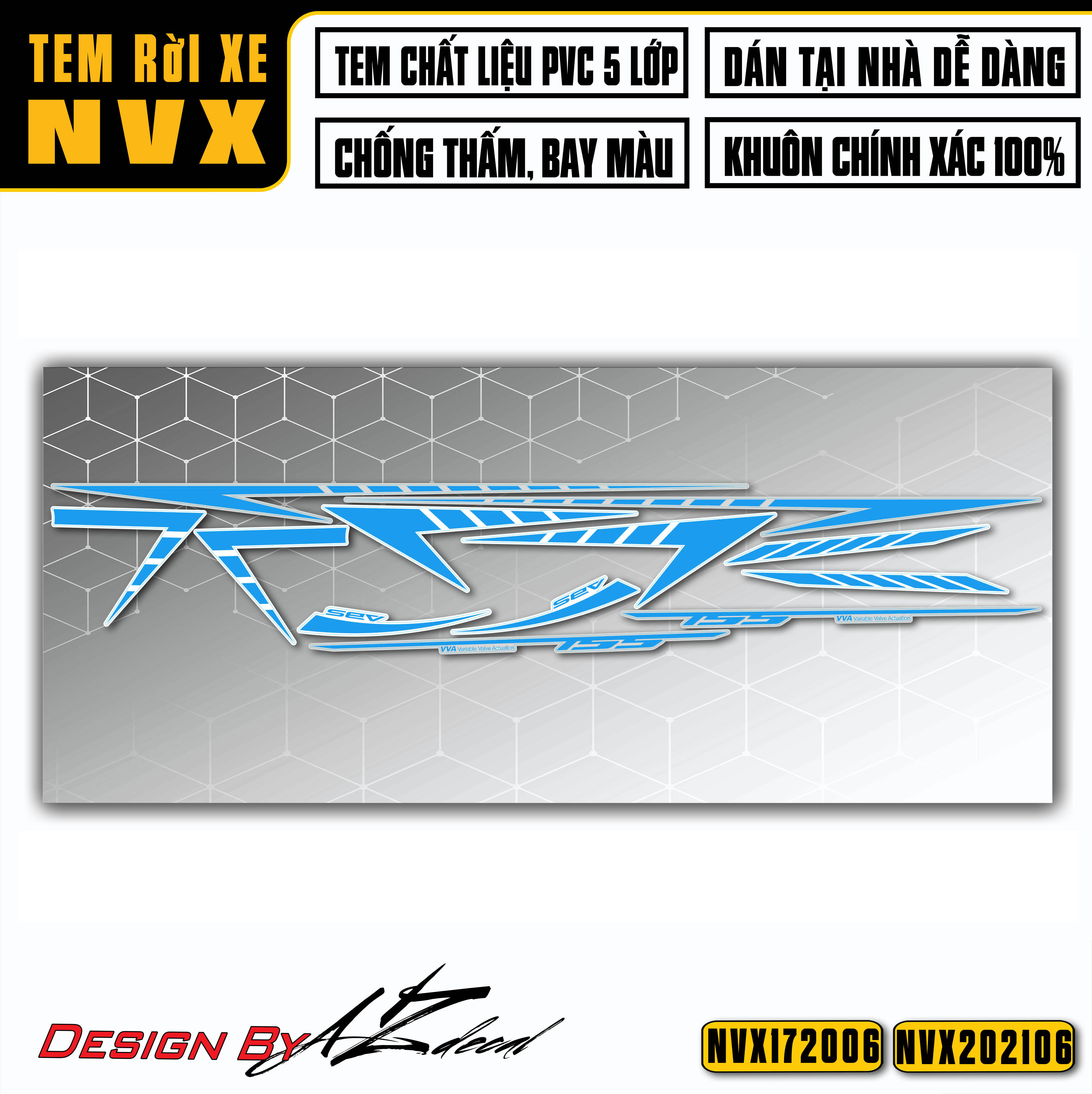 Tem chỉ xe nvx 125-155 | nvx06 | decal rời dán xe nvx 2017-2021 chất liệu chống nước, đa dạng màu tem cho xe - azdecal