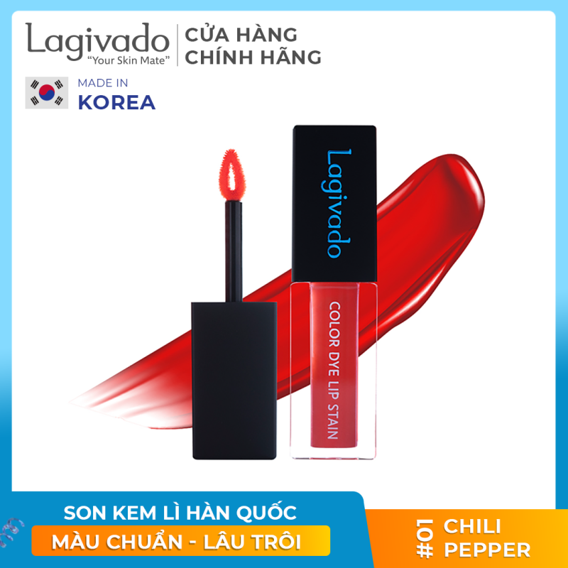 Son kem lì lên màu chuẩn, lâu trôi Hàn Quốc Lagivado chính hãng Color Dye Lip Stain dạng nước – 04 màu son đẹp