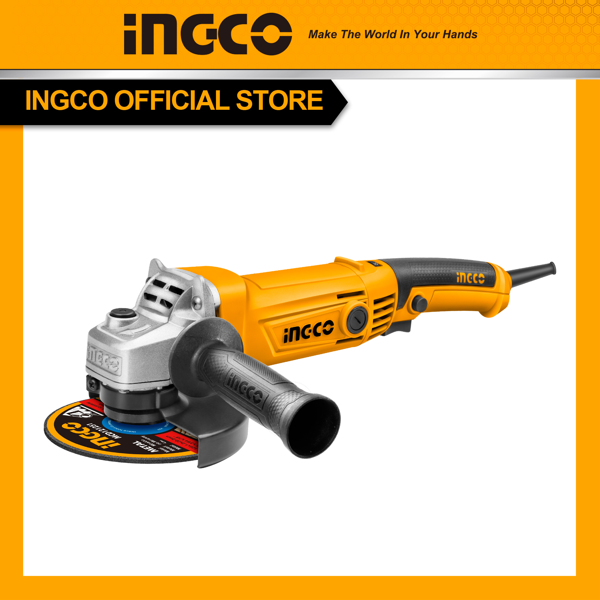 Máy mài góc có điều tốc ingco ag10108-5 trục 14, đường kính đĩa 125mm công tắc hông