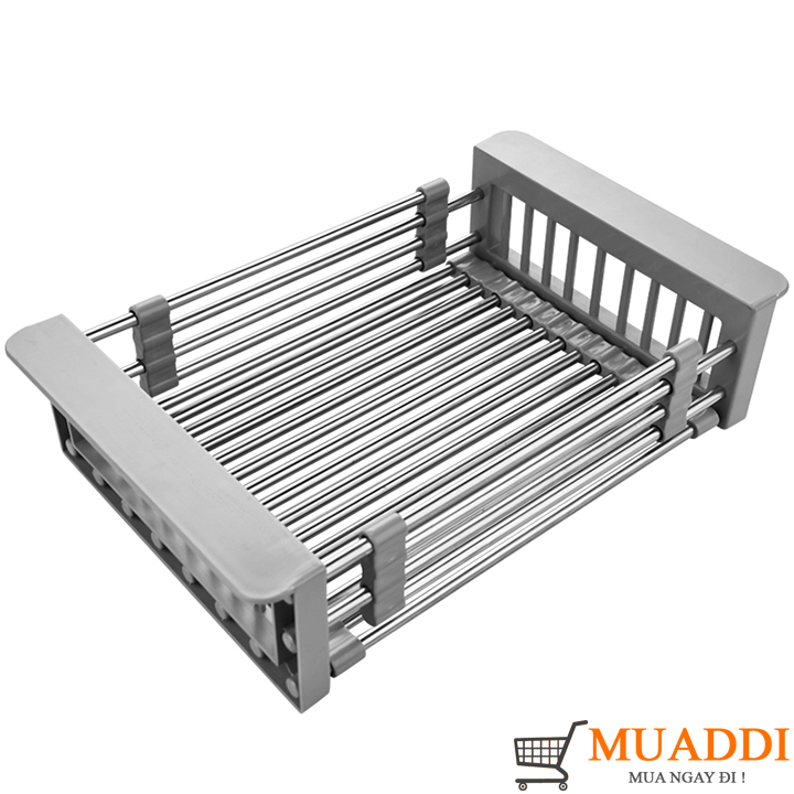 Rổ, khay inox rút gọn đa năng để chậu rửa chén